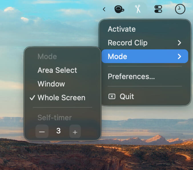 Eidetic - Status Item Menu The Eidetic Menu with Quick Options to Adjust