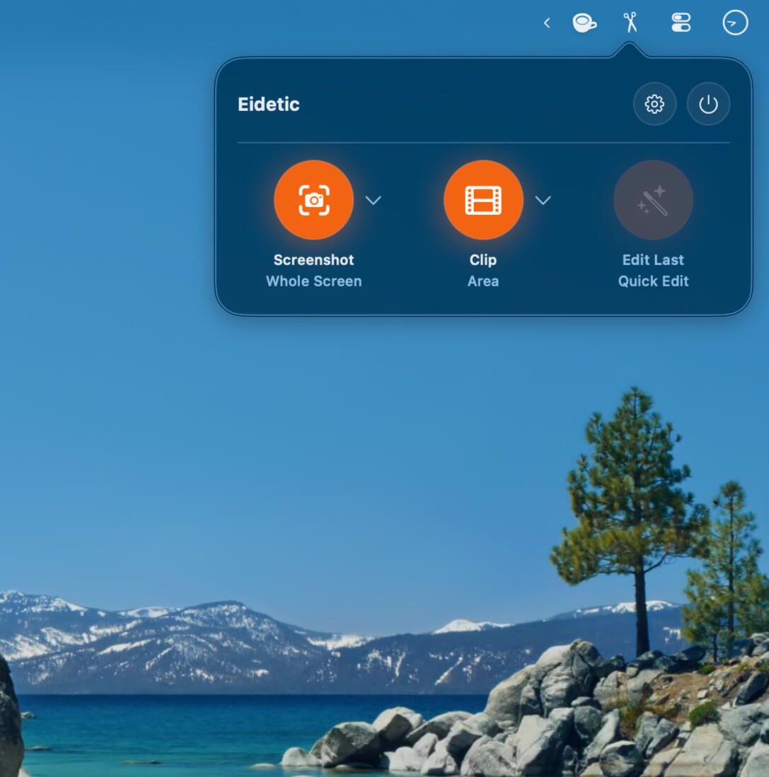 Eidetic - Status Item Menu The Eidetic Menu with Quick Options to Adjust